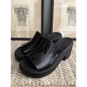 Crocs Brooklyn Wedge Women's Size 8 Black Platform Wedge Stylish Open Toe Slide